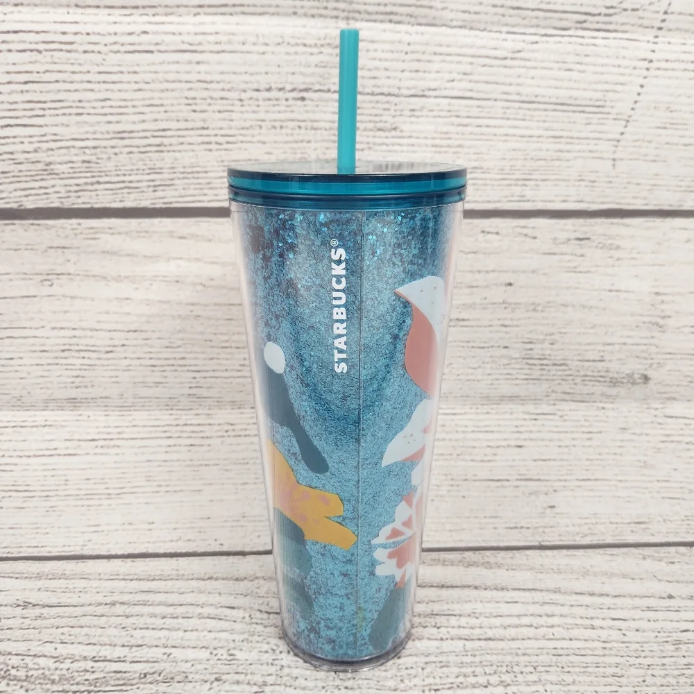Starbucks Glitter Bunny Easter Floral Tumbler 24 oz